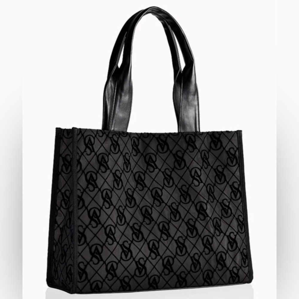 Victoria’s Secret Black Velvet Monogram Tote Bag